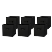 Mainstays Collapsible Cube Fabric Storage Bins (10.5" x 10.5"), 6 Pack, Rich Black