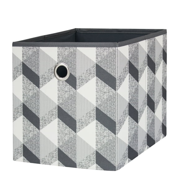 Mainstays Collapsible Fabric Cube Storage Bin (10.5" x 10.5"), 3D Gray Geo