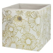 Mainstays Gold Metallic Collapsible Fabric Cube Storage Bin with Metal Grommet Handle