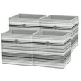 Mainstays Collapsible Fabric Cube Storage Bins (10.5" x 10.5"), 4 Pack, Black Stripe