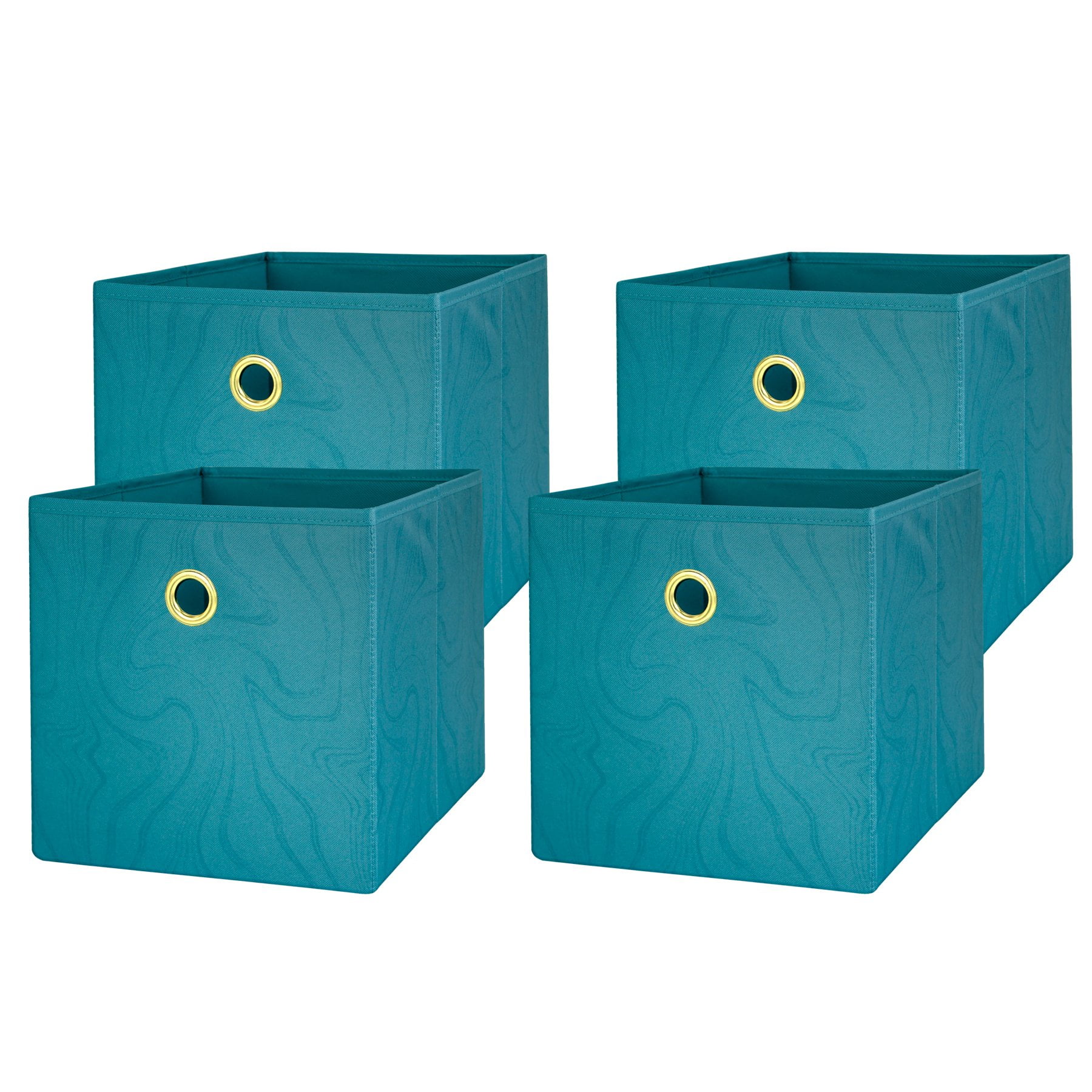 Mainstays Collapsible Fabric Cube Storage Bins 10.5 x 10.5 4 Pack Cool Water Swirl Walmart