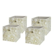 Mainstays Collapsible Fabric Cube Storage Bins (10.5 x 10.5), Gold Metallic, 4 Pack