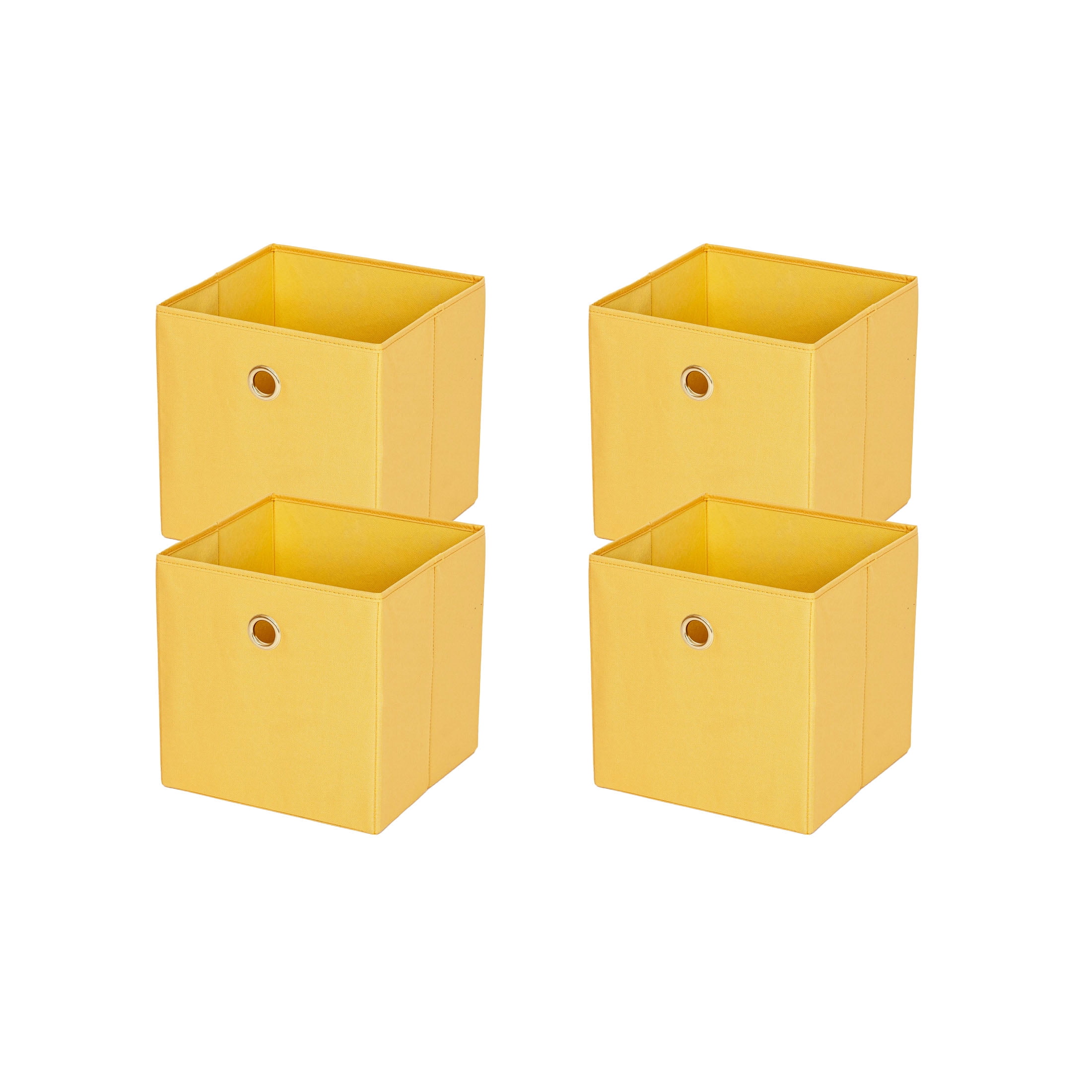 Mainstays Collapsible Fabric Cube Storage Bins (10.5" x 10.5"), 4 Pack, Golden Curry