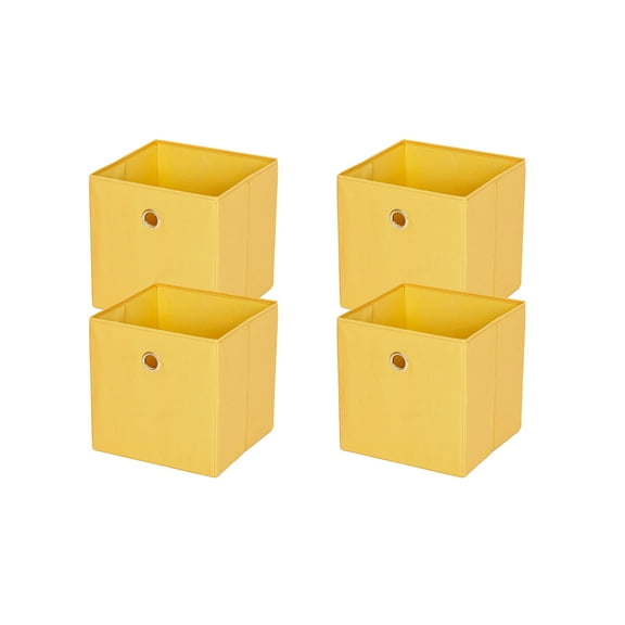 Mainstays Collapsible Fabric Cube Storage Bins (10.5" x 10.5"), 4 Pack, Golden Curry