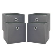 Mainstays Collapsible Fabric Cube Storage Bins (10.5" x 10.5"), Grey Flannel, 4 Pack