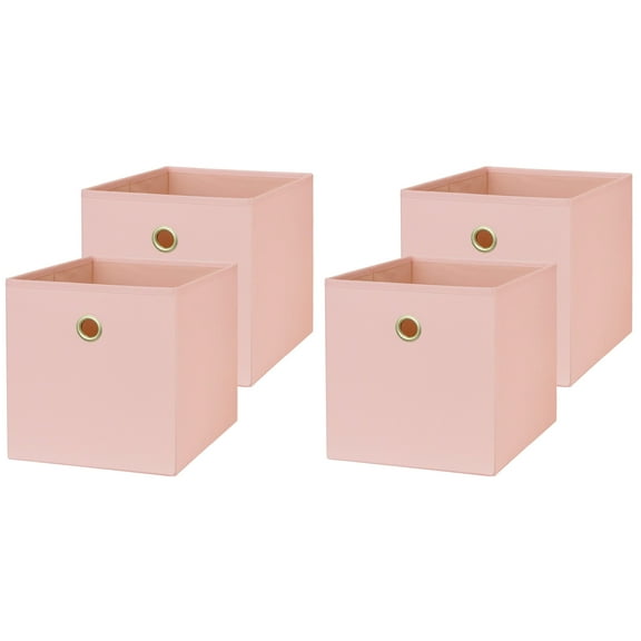 Mainstays Collapsible Fabric Cube Storage Bins (10.5" x 10.5"), Pearl Blush, 4 Pack