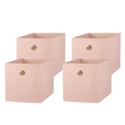 Mainstays Collapsible Fabric Cube Storage Bins (10.5" x 10.5"), 4 Pack, Pearl Blush