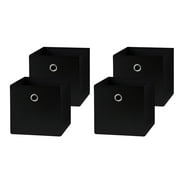 Mainstays Collapsible Fabric Cube Storage Bins (10.5" x 10.5"), Rich Black, 4 Pack