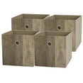 thumbnail image 1 of Mainstays Collapsible Fabric Cube Storage Bins (10.5" x 10.5"), 4 Pack, Rustic Brown Wood, 1 of 6