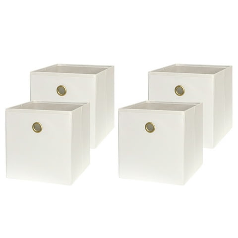 Mainstays Collapsible Fabric Cube Storage Bins (10.5" x 10.5"), Vanilla Dream, 4 Pack