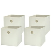 Mainstays Collapsible Fabric Cube Storage Bins (10.5" x 10.5"), 4 Pack, Vanilla Dream
