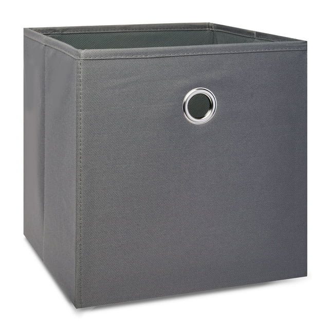 Mainstays Collapsible Fabric Cube Storage Bins (10.5" x 10.5"), 4 pack, Grey Flannel