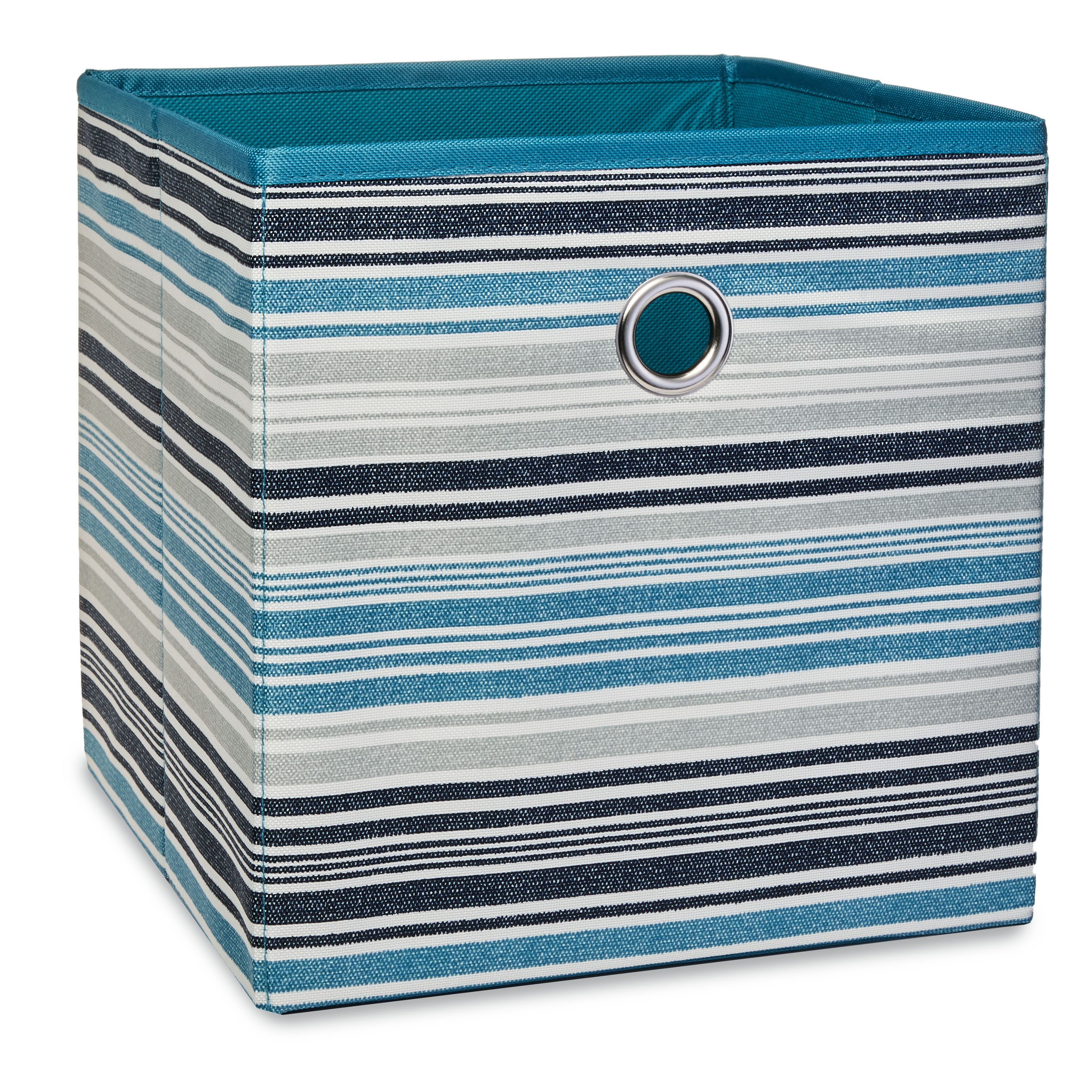 Mainstays Collapsible Fabric Cube Storage Bins (10.5" x 10.5"), Striped Cool Water, 4 Pack - image 1 of 5