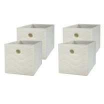 Mainstays Collapsible Quilted Fabric Cube Storage Bins (10.5" x 10.5"), 4 Pack, Vanilla Dream