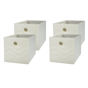 Mainstays Collapsible Quilted Fabric Cube Storage Bins (10.5" x 10.5"), 4 Pack, Vanilla Dream