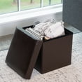 thumbnail image 1 of Mainstays Collapsible Storage Ottoman, Brown, 1 of 9