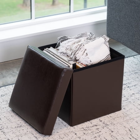 Mainstays Collapsible Storage Ottoman, Brown
