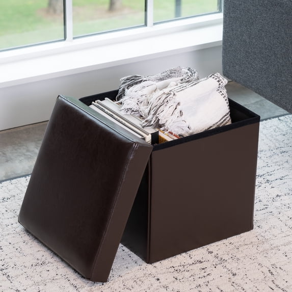Mainstays Collapsible Storage Ottoman, Brown
