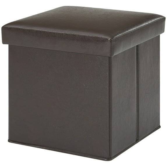 Mainstays Collapsible Storage Ottoman, Faux Suede Brown
