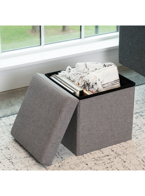 Mainstays Collapsible Storage Ottoman, Gray