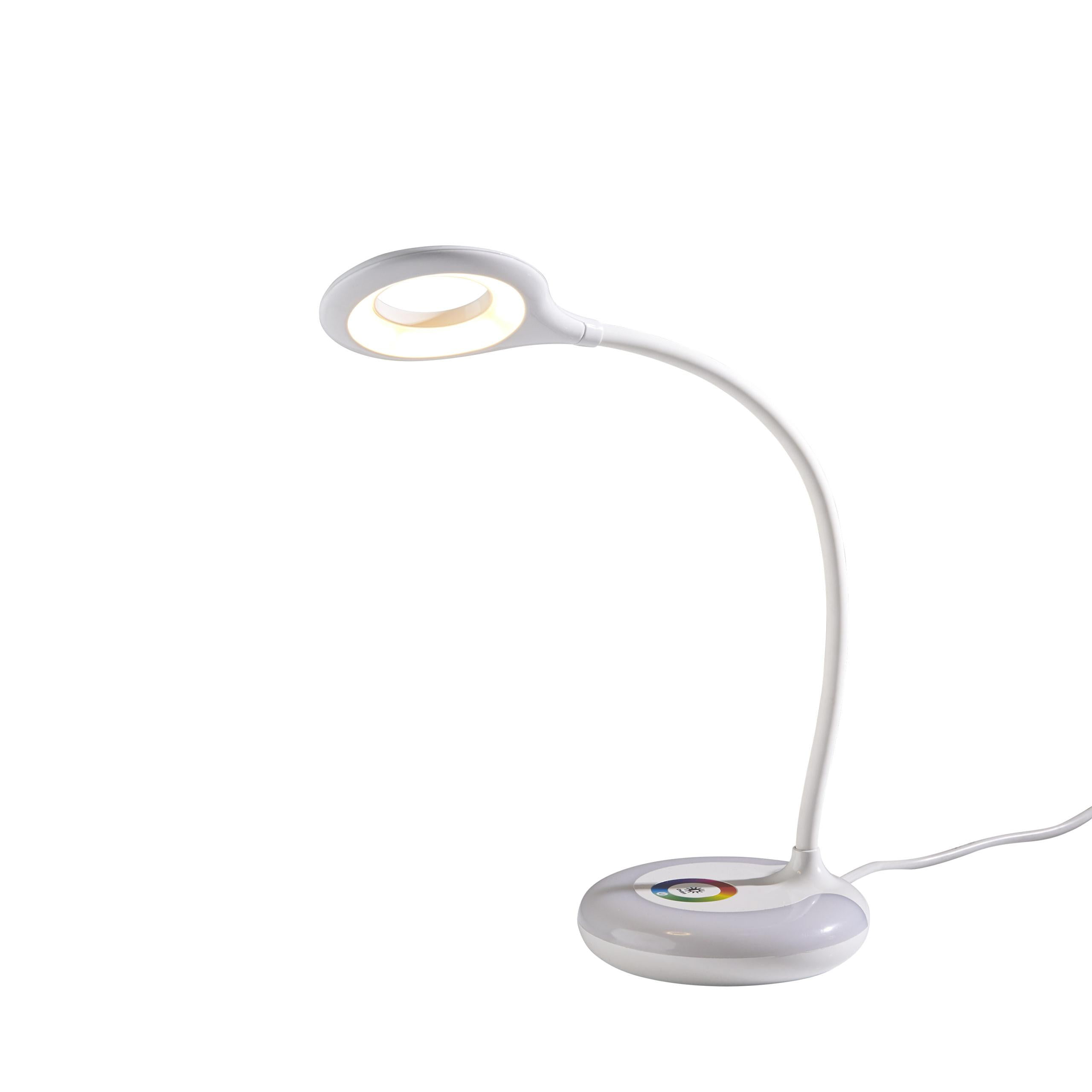 Mainstays Modern LED Ring Light Gooseneck Clip Lamp, White, Matte