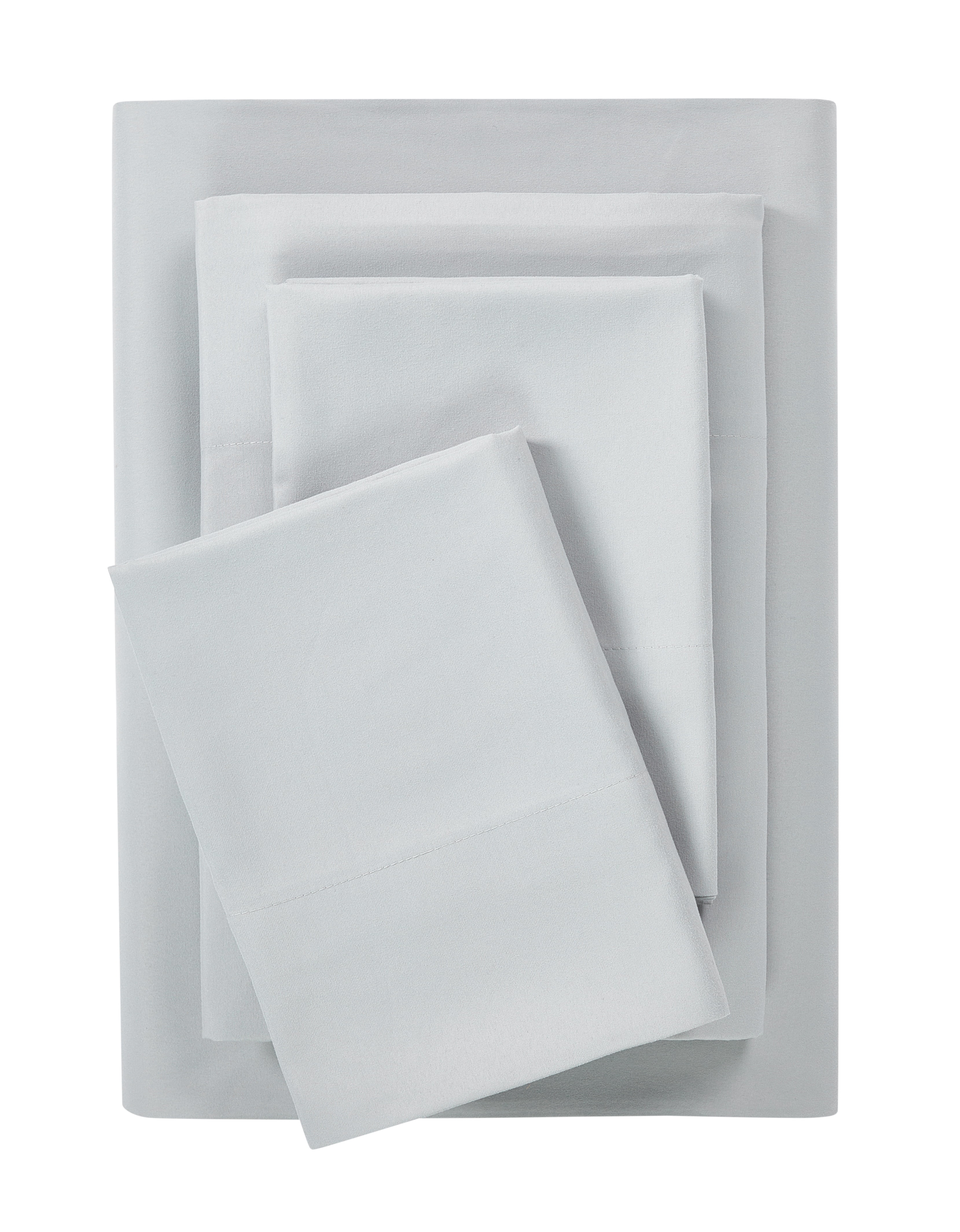 Mainstays Comfort Chill Microfiber Bed Sheet Set, Queen, Soft Silver, 4 Piece