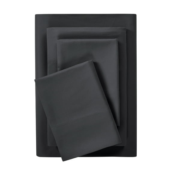 Mainstays Comfort Chill Microfiber Bed Sheet Set, King, Rich Black, 4 Piece
