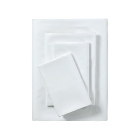 Mainstays Comfort Chill Microfiber Bed Sheet Set, Queen, Arctic White, 4 Piece