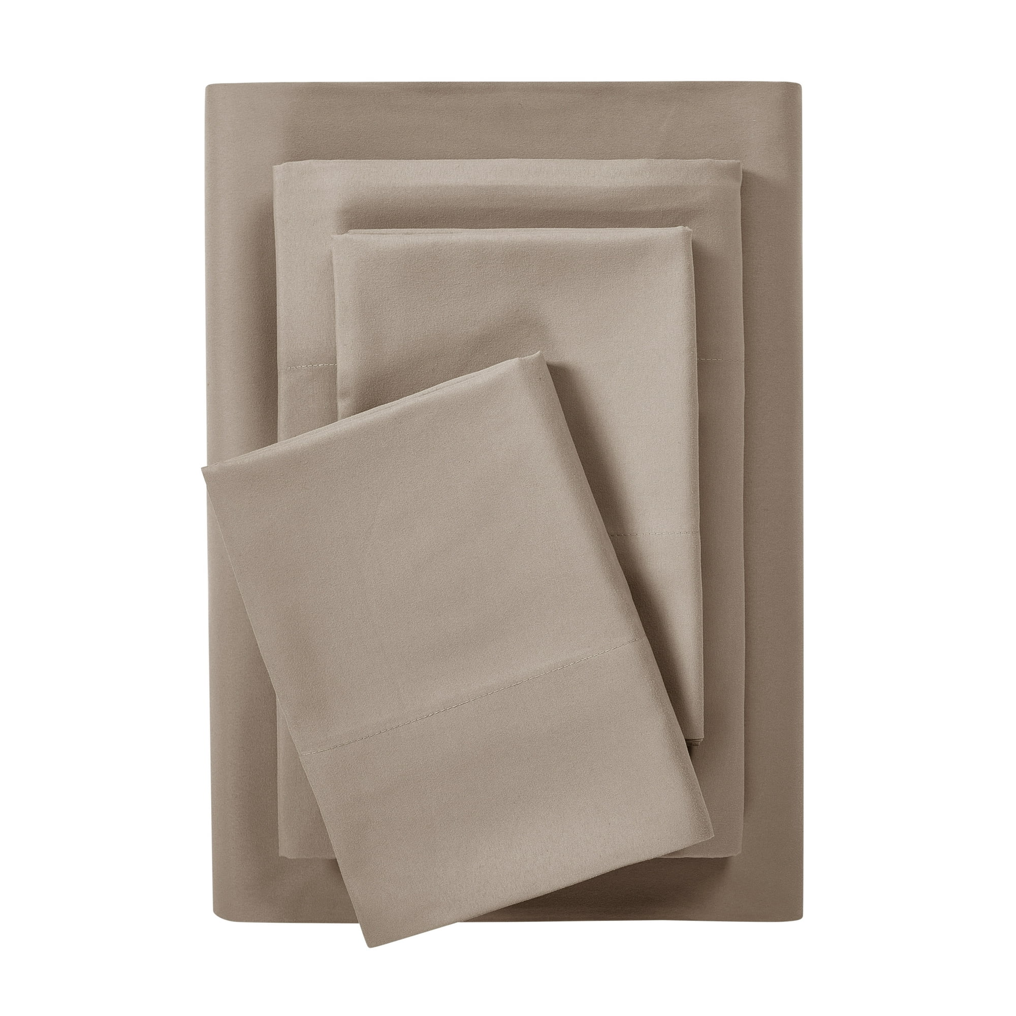 Mainstays Microfiber Bed Sheet Set, Queen, Brownstone, 4 Piece
