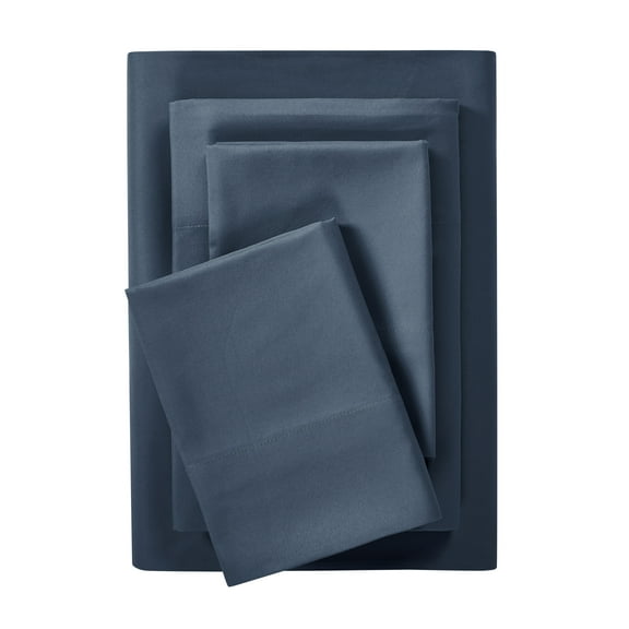 Mainstays Comfort Chill Microfiber Bed Sheet Set, Queen, Washed Indigo, 4 Piece