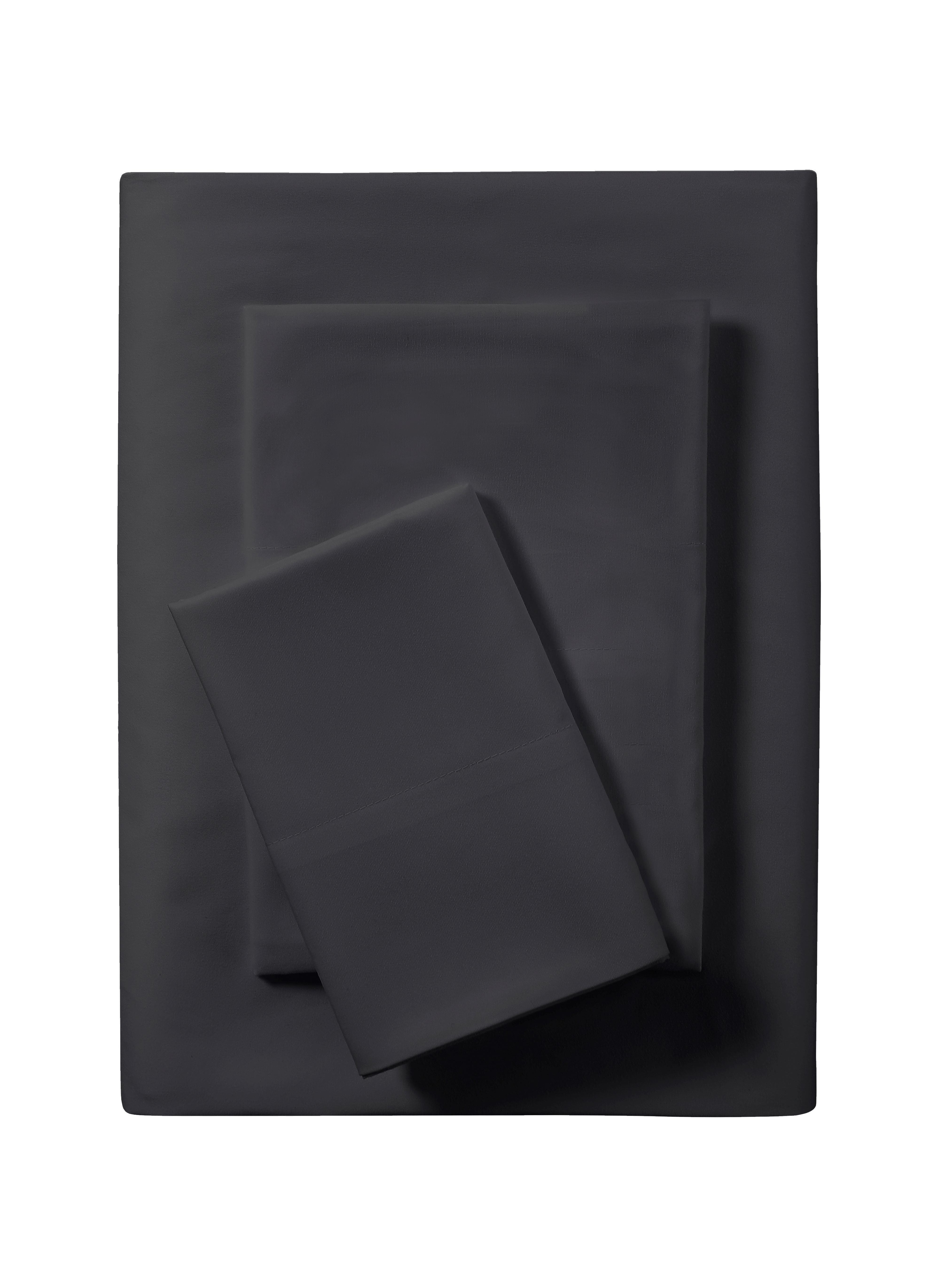 Mainstays Comfort Chill Microfiber Bed Sheet Set, Twin, Rich Black, 3 Piece