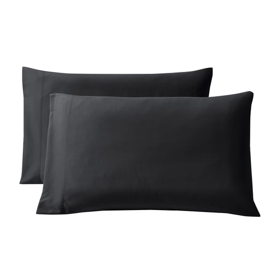 Mainstays Comfort Chill Microfiber Pillowcase Set, Standard/Queen, Rich Black, 2 Piece
