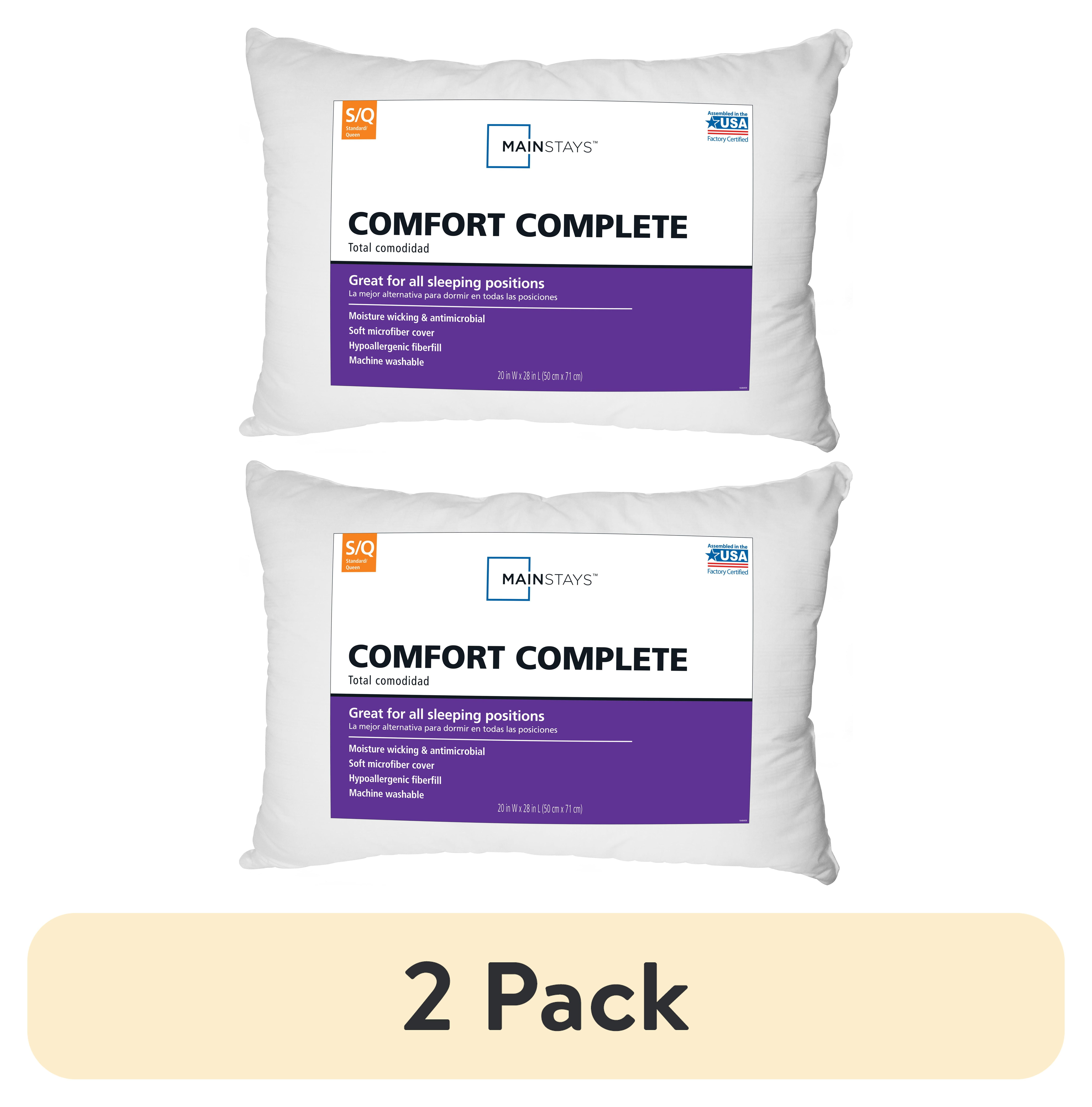 2 pack) Mainstays Comfort Complete Bed Pillow, Standard/Queen 