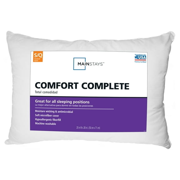 Mainstays Comfort Complete Bed Pillow, Standard/Queen