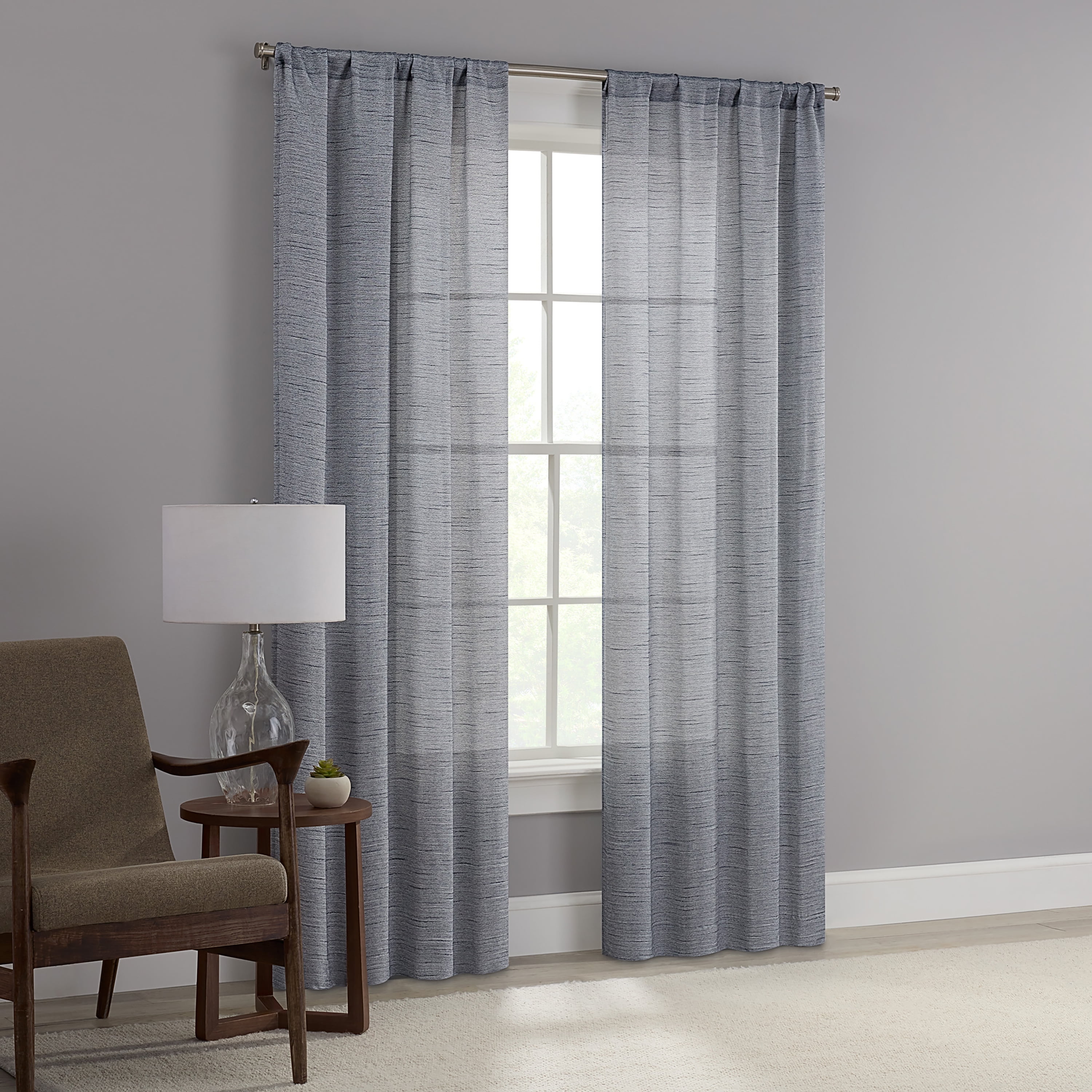 Mainstays Como Textured Light Filtering Curtain Panel Pair, Set of 2
