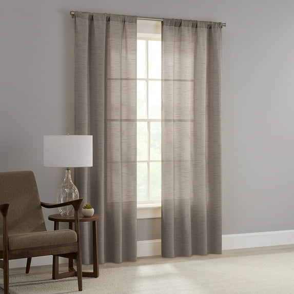 Mainstays Como Textured Light Filtering Indoor Curtain Panel Pair, Set of 2, 37” W x 84”L, Brown