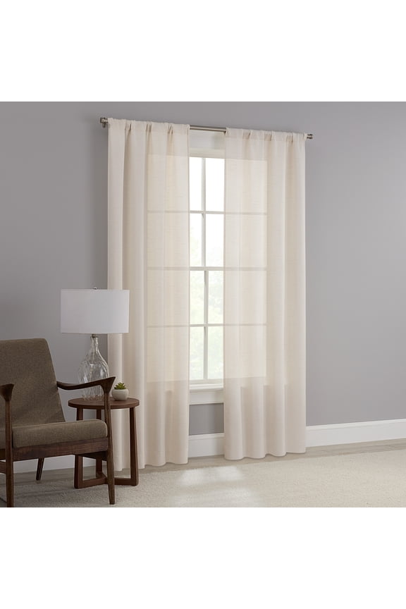 Como Textured Light Filtering Indoor Curtain Panel Pair, Set of 2, Beige, 37” W x 84”L