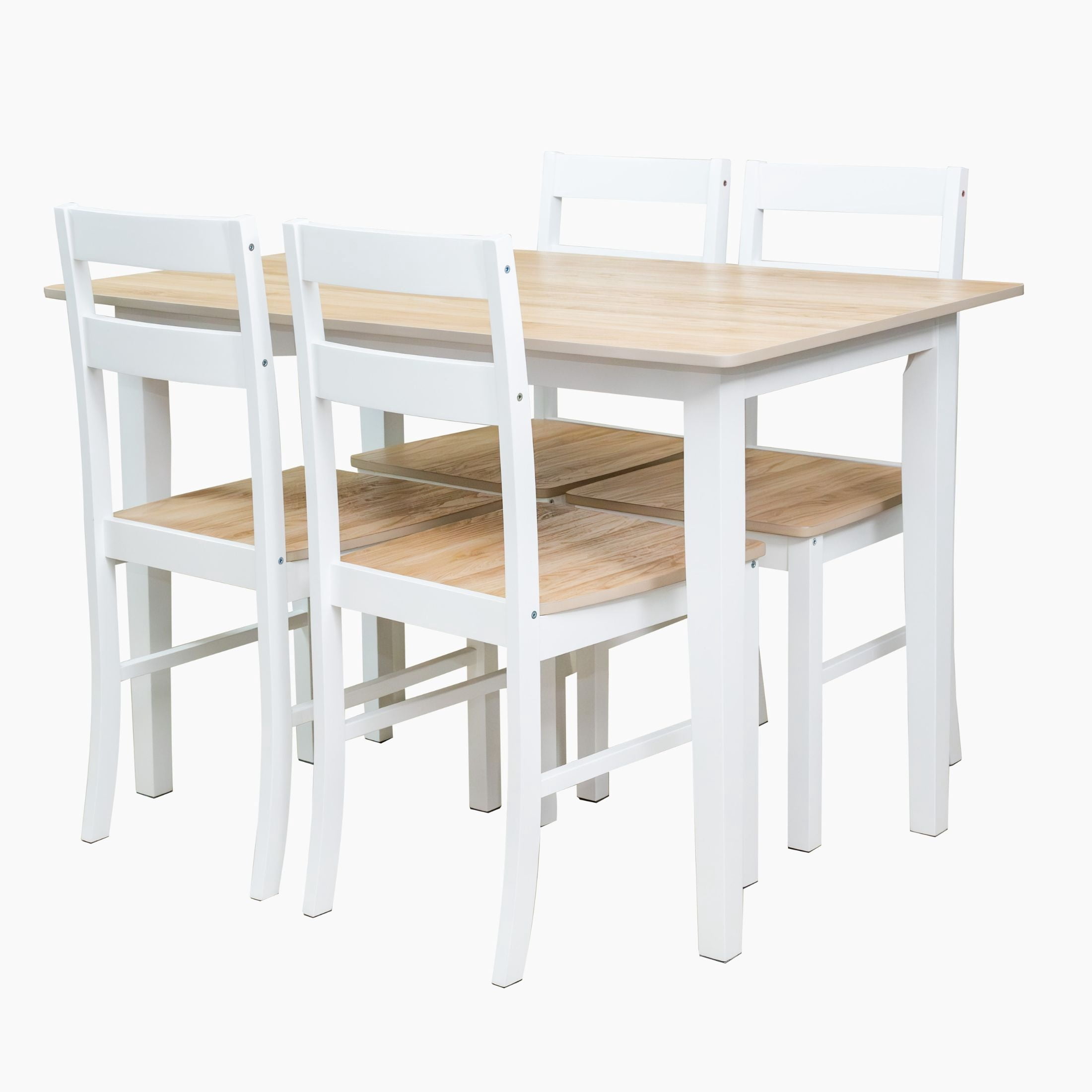 Mainstays Compact 5-Piece Dining Set for Small Spaces, White & Natural