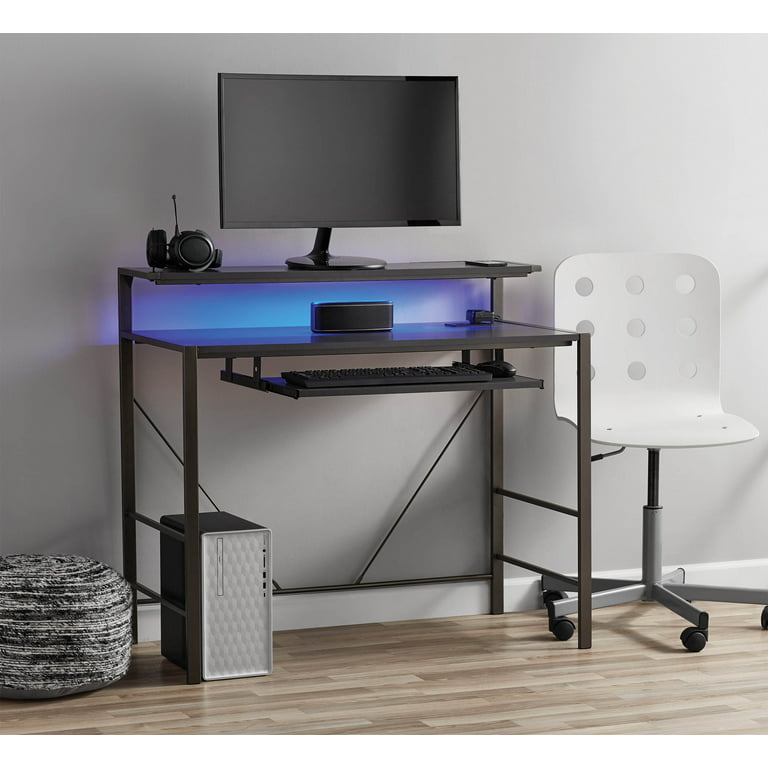 Gray Gaming Desk with LED Lights : LDT4826GD