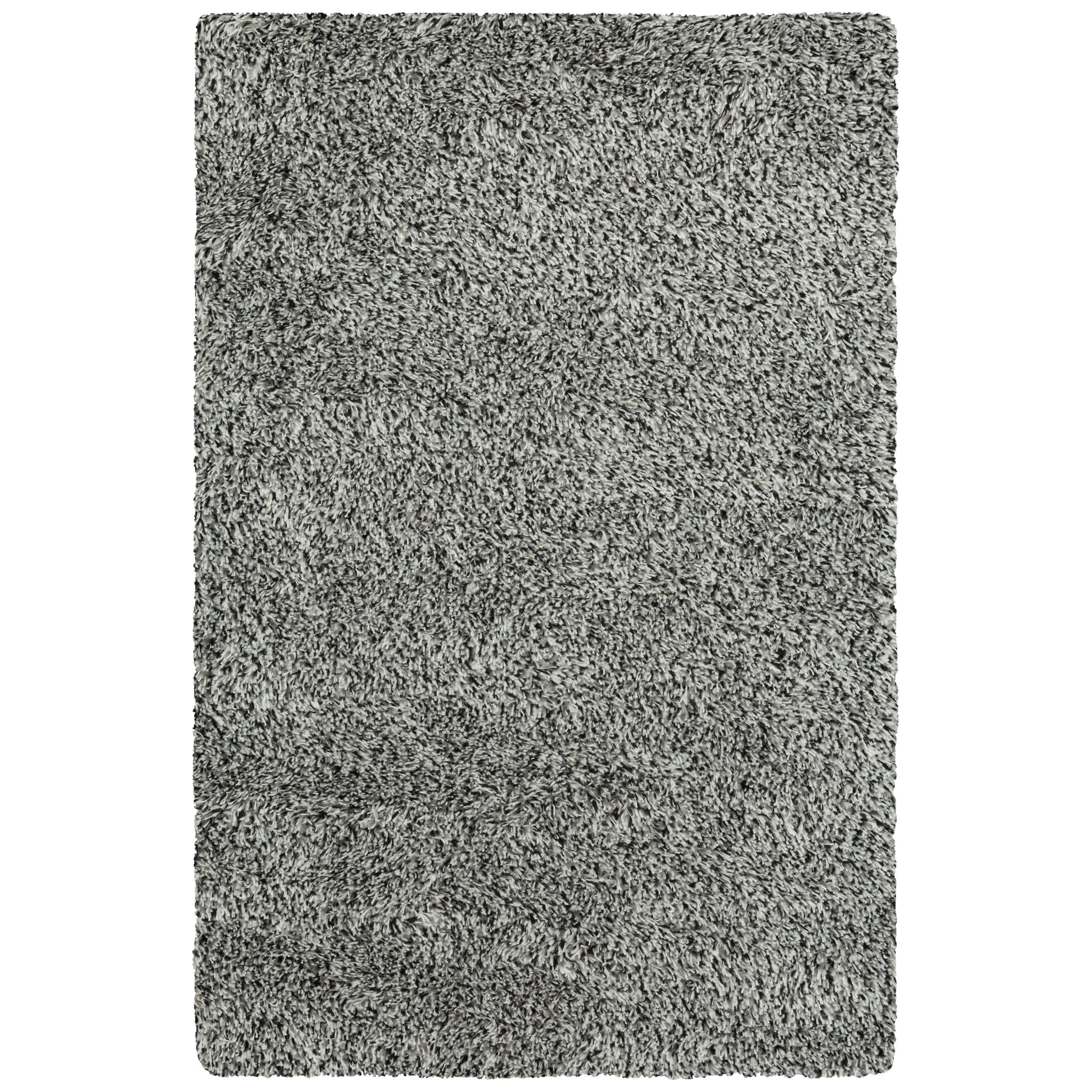 Black Gray Tufted Shag Rectangular Washable Rug 3' x 5'