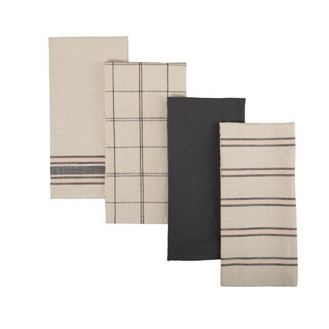 Mainstays Contemporary 4 Piece Kitchen Towel Set, Gray