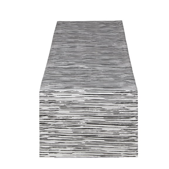Mainstays Contemporary Table Runner, Black and White Stripe, 14 in x 72 in