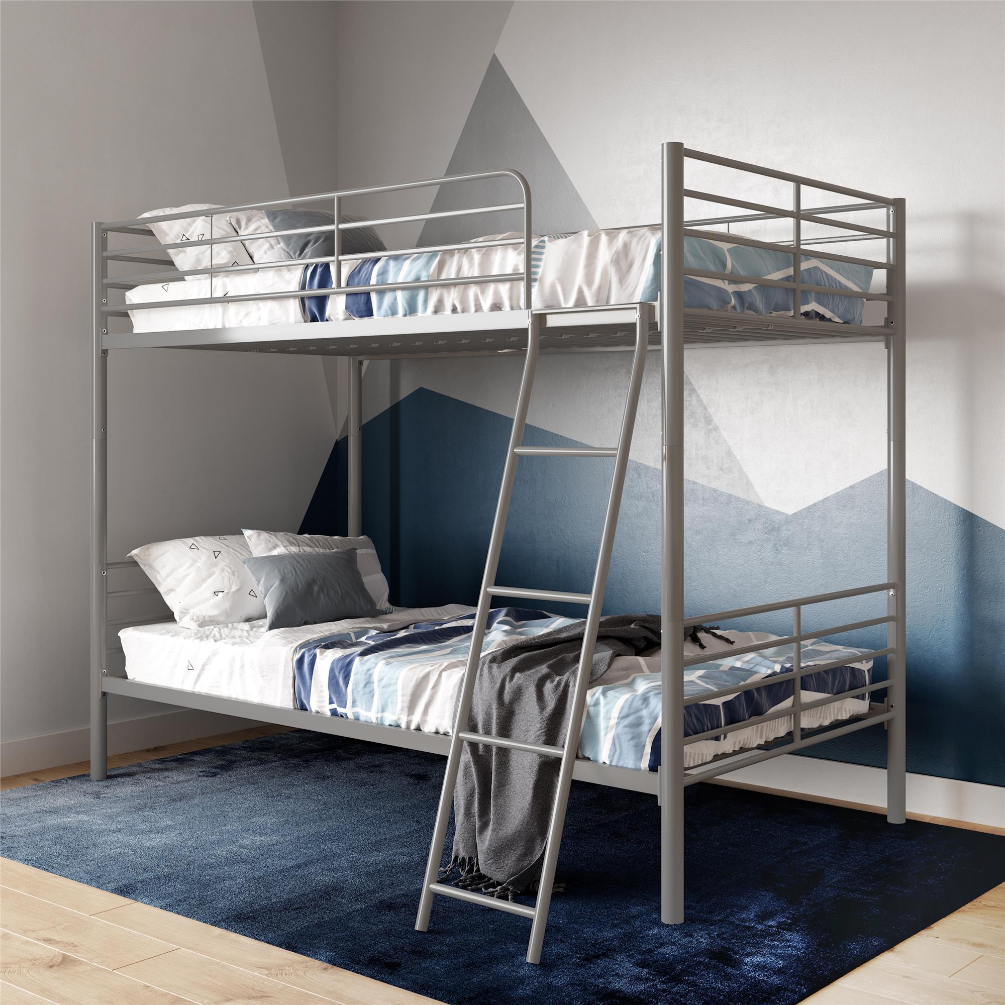 Mainstays Convertible Twin over Twin Metal Bunk Bed, Silver - image 1 of 26