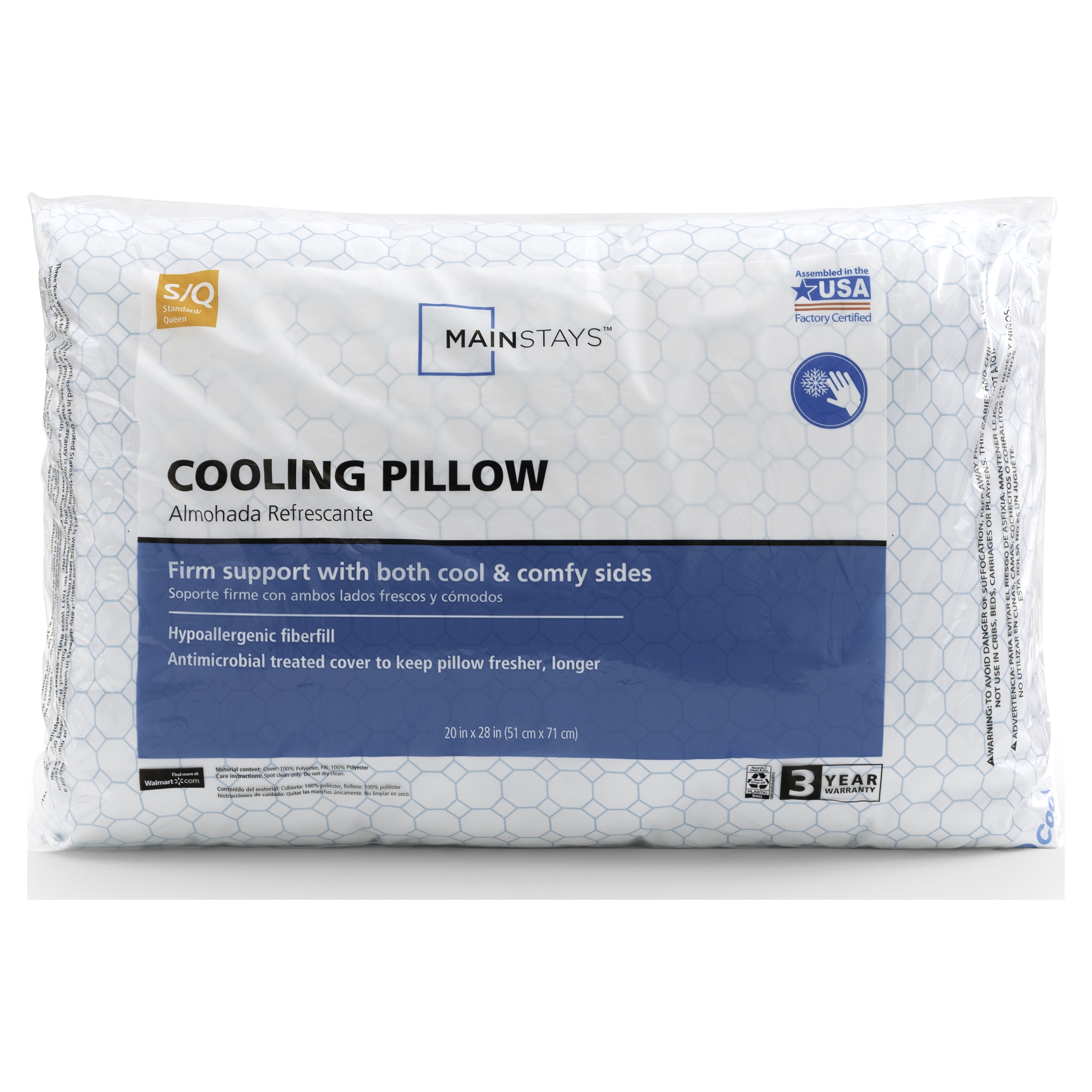 Mainstays Cooling Bed Pillow, Standard/Queen, 2 Pack