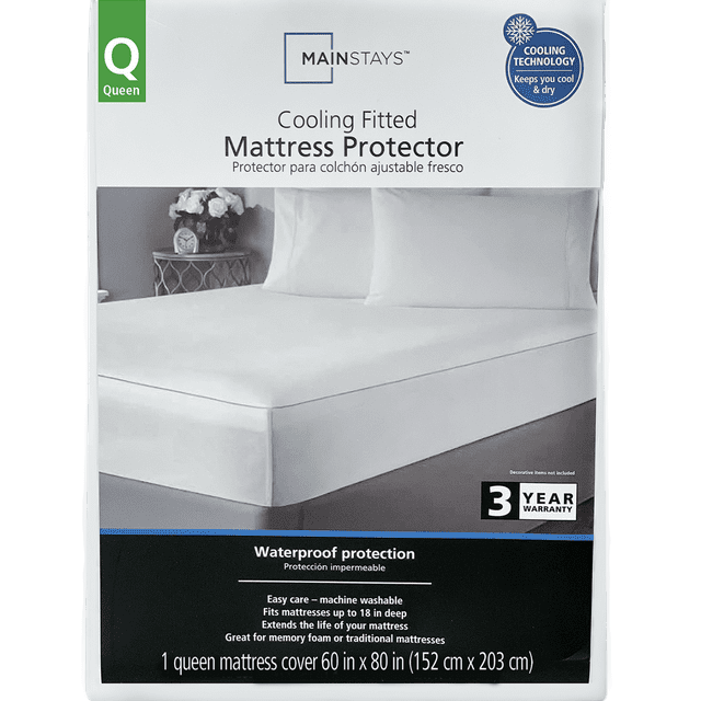 Mainstays Cooling Fitted Mattress Protector, Queen