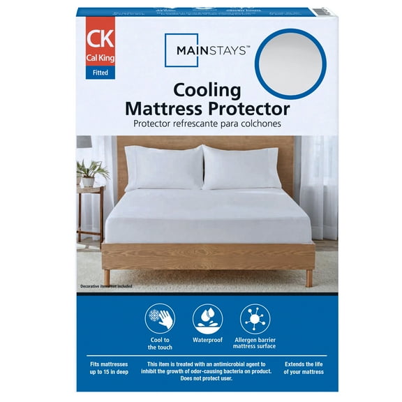 Mainstays Cooling Waterproof Fitted Mattress Protector, California King