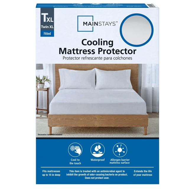 Mainstays Cooling Waterproof Fitted Mattress Protector, TwinXL