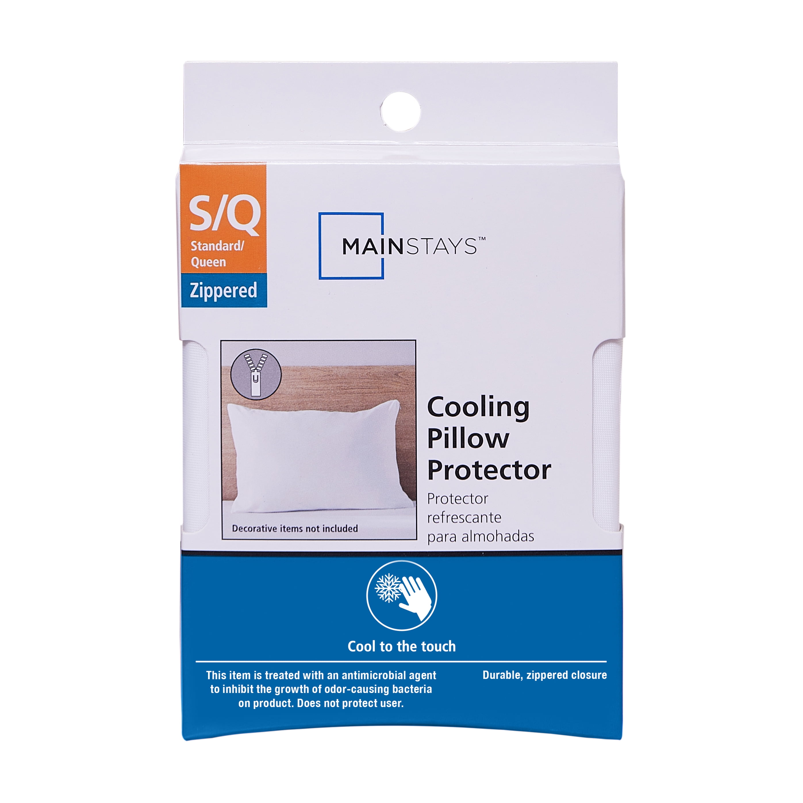 Mainstays Cooling Zippered Pillow Protector Standard Queen White