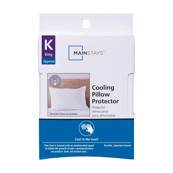 Mainstays Cooling Zippered Pillow Protectors, King, White