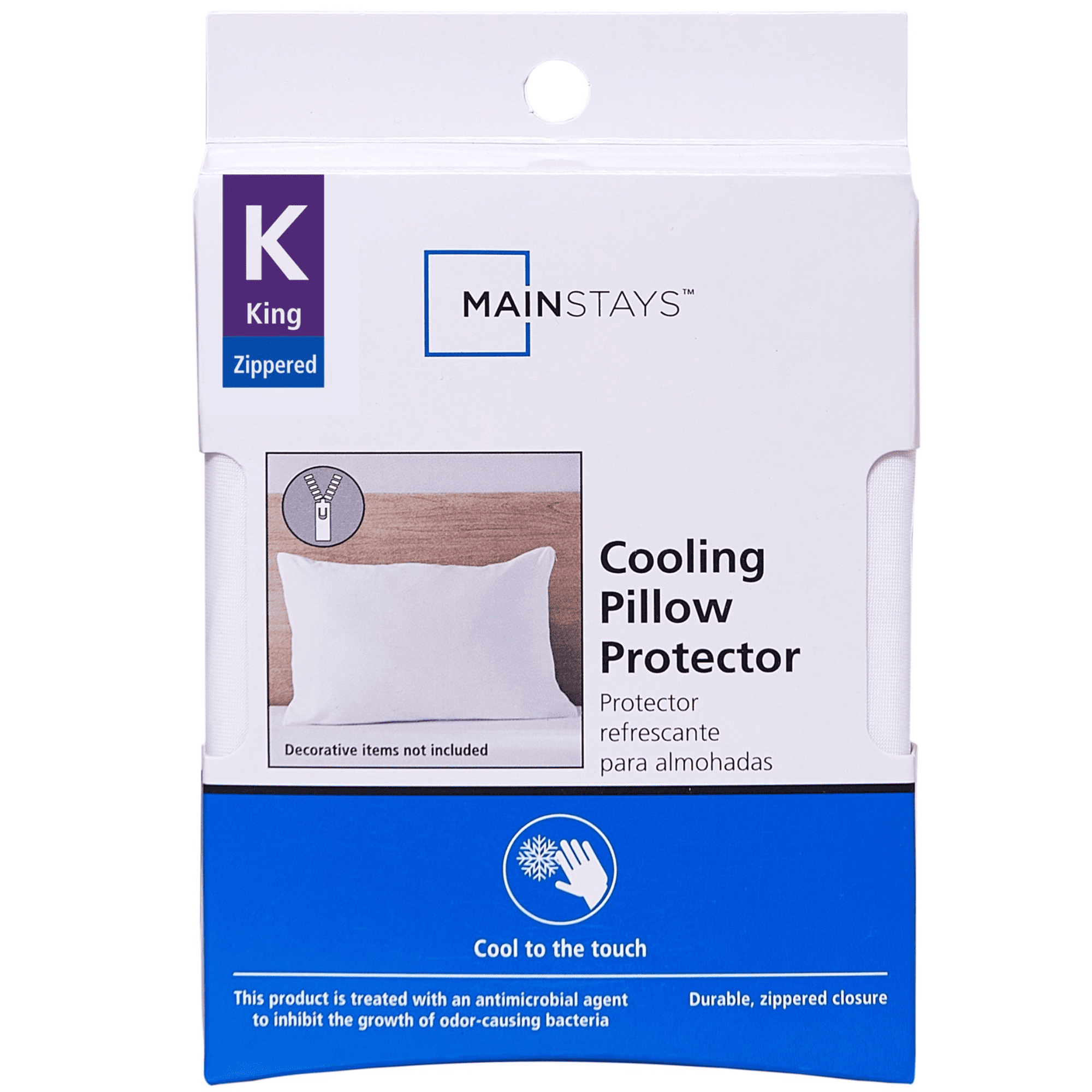 Mainstays Cooling Zippered Pillow Protectors, King, White